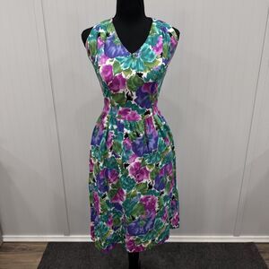 Vintage Lanz Originals Woman's Size 8* Multicolor Floral Open Back Sundress